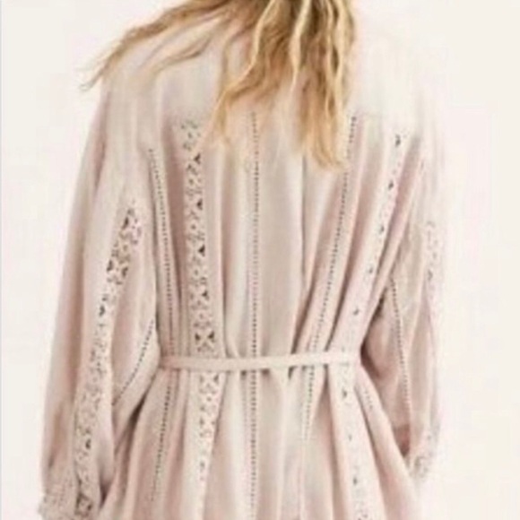 Free people floral pink romper embroidery tie NWT medium - Picture 2 of 8